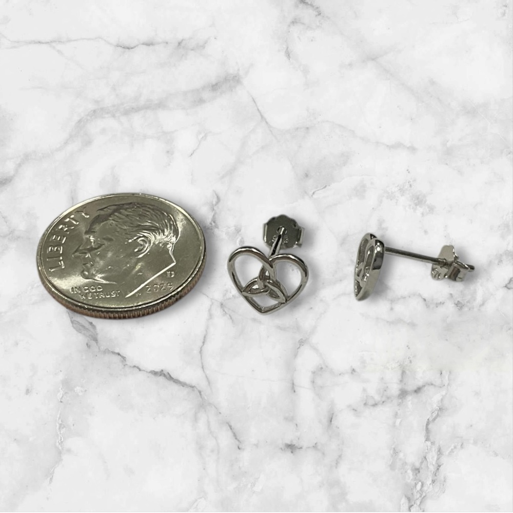 925 Sterling Silver Celtic Heart Stud Post Earrings